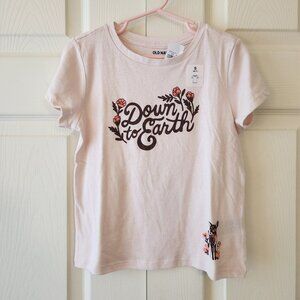 Old Navy Girls Down To Earth Graphic Tee S (6-7) Pink Short Sleeve 100% Cotton